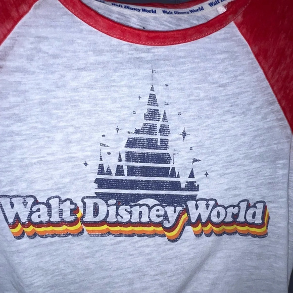 Disney Parks Walt Disney World Castle Raglan Knotted Tie Shirt Size XS Retro - Picture 3 of 7